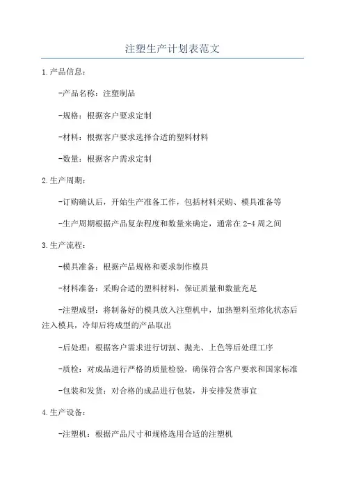 注塑生产计划表范文