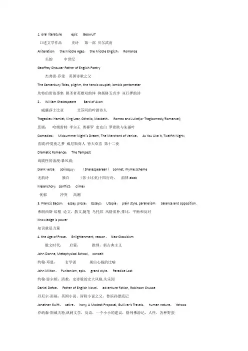 英国文学 复习资料
