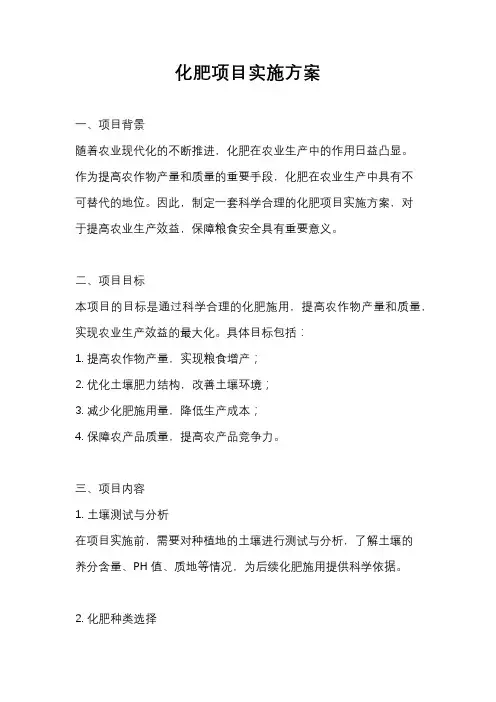 化肥项目实施方案