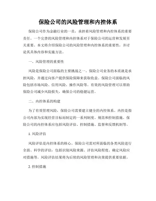保险公司的风险管理和内控体系