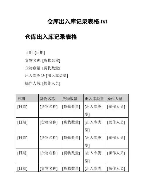 仓库出入库记录表格
