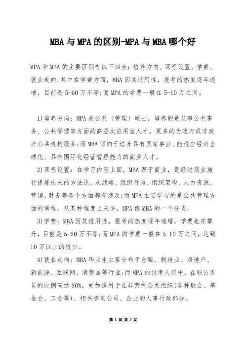 MBA与MPA的区别-MPA与MBA哪个好