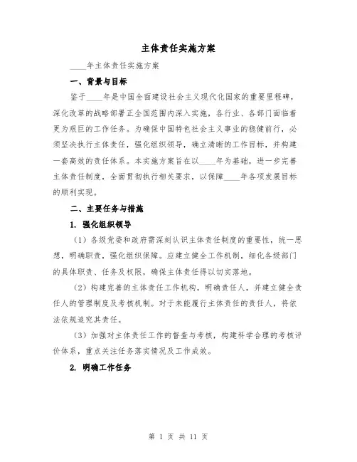 主体责任实施方案（4篇）