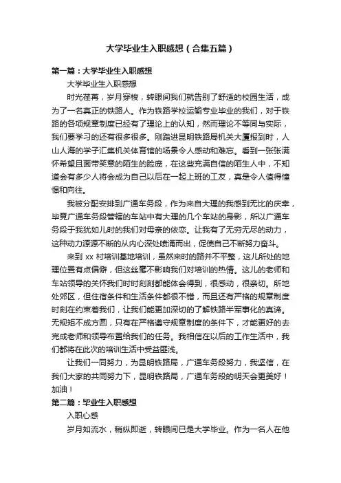 大学毕业生入职感想（合集五篇）