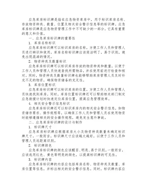 应急库房标识牌