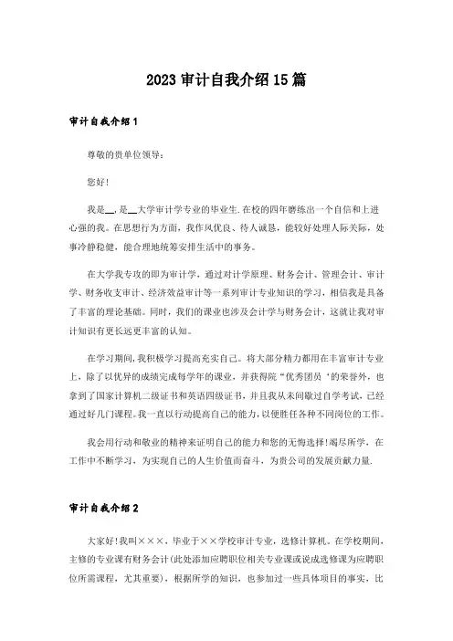 2023审计自我介绍15篇
