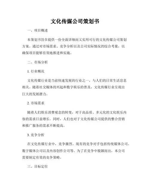 文化传媒公司策划书