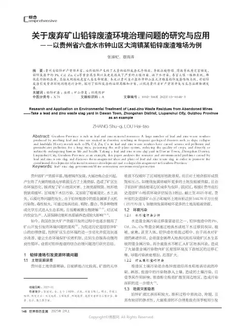 211274106_关于废弃矿山铅锌废渣环境治理问题的研究与应用——以贵州省六盘水市钟山区大湾镇某铅