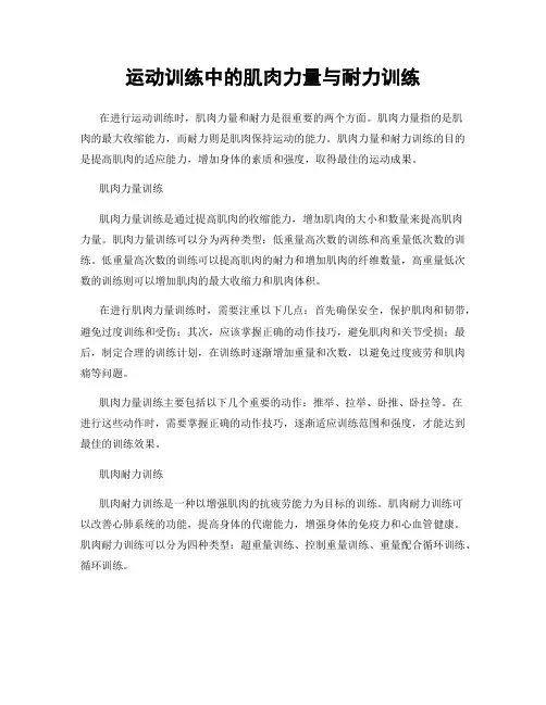 运动训练中的肌肉力量与耐力训练