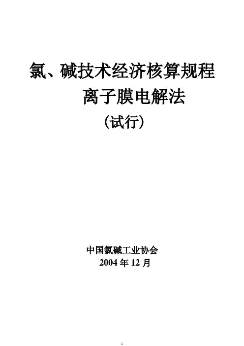 离子膜电解法烧碱技术经济指标核算规程讲解