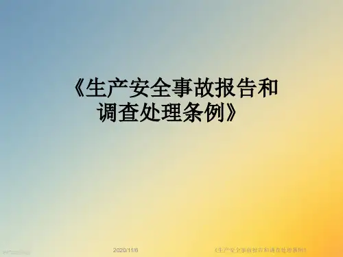 《生产安全事故报告和调查处理条例》