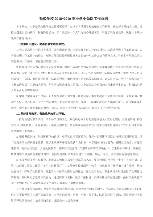 2018-2019少先队工作总结