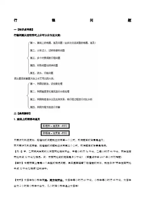 小升初  行程问题  专项讲解及试题