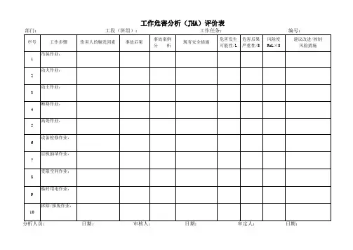 工作危害分析法(JHA)(完整word版)