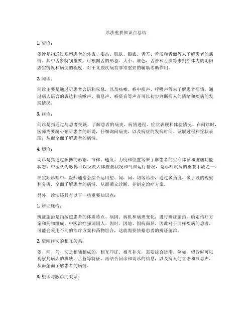 诊法重要知识点总结