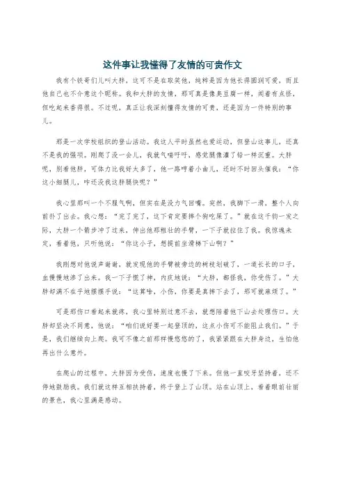 这件事让我懂得了友情的可贵作文