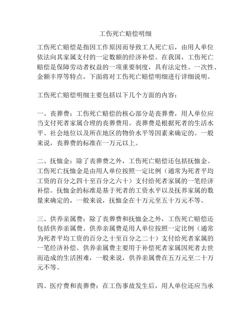 工伤死亡赔偿明细