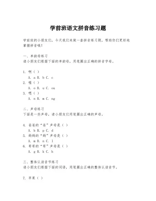 学前班语文拼音练习题
