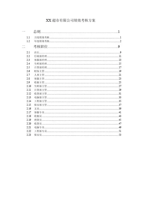 购物广场绩效考核方案