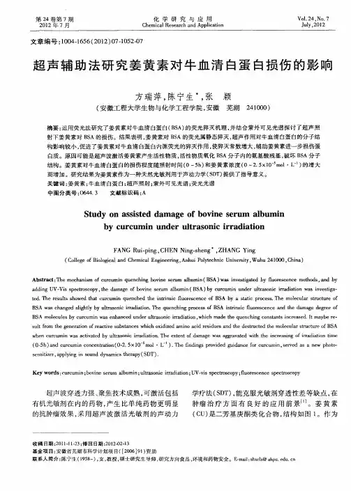 超声辅助法研究姜黄素对牛血清白蛋白损伤的影响