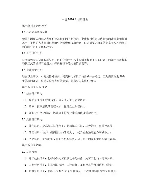 中建2024年培训计划
