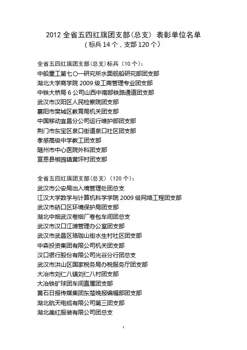 支) 表彰单位名单