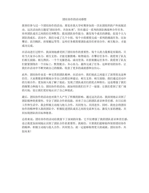 团结协作的活动感想