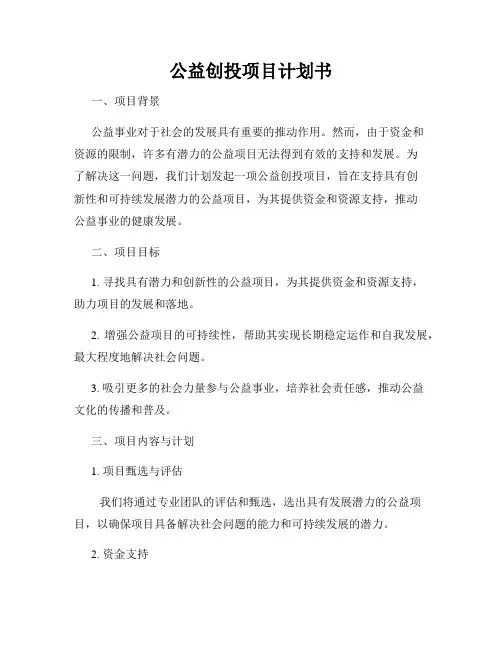 公益创投项目计划书