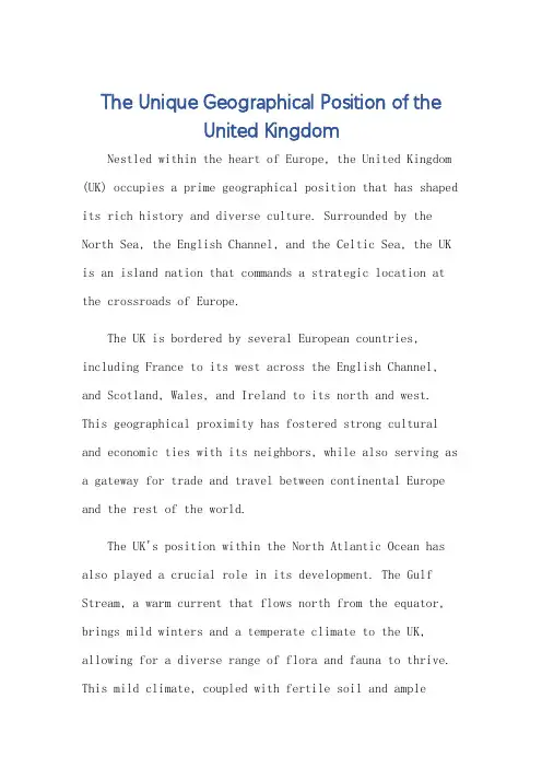 英国的地理位置介绍英语作文
