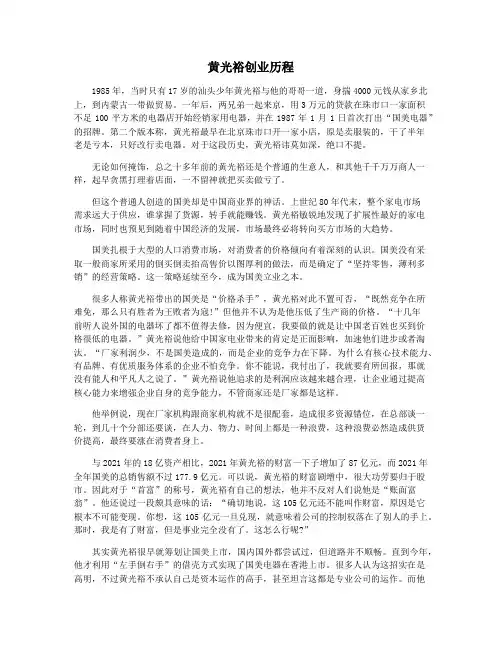 黄光裕创业历程