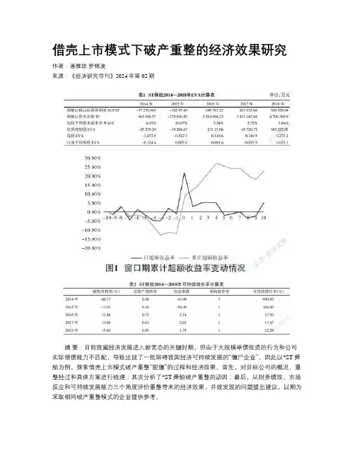 借壳上市模式下破产重整的经济效果研究