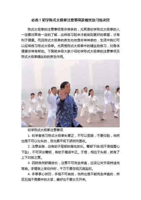 必看！初学陈式太极拳注意事项及缠丝劲习练诀窍