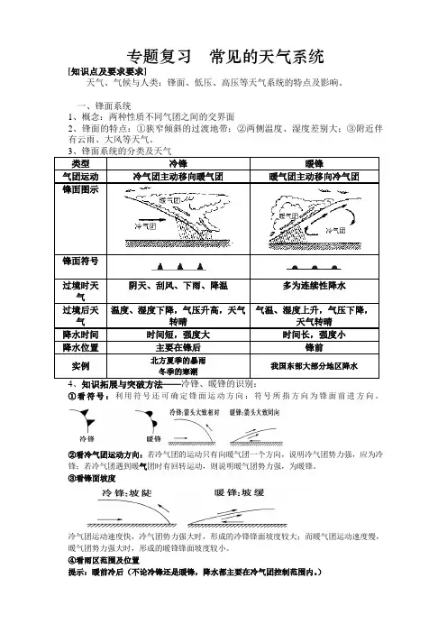 专题复习常见的天气系统