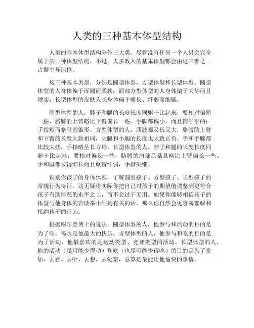 育儿知识-人类的三种基本体型结构
