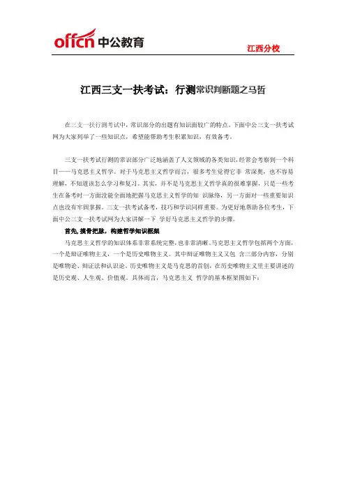 江西三支一扶考试：行测常识判断题之马哲