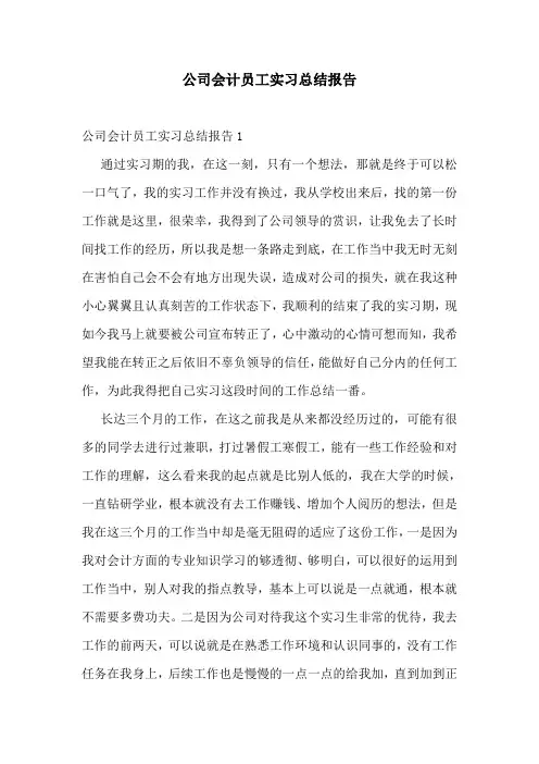 公司会计员工实习总结报告
