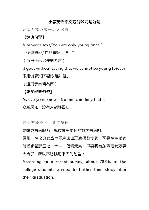 小学英语作文万能公式与好句