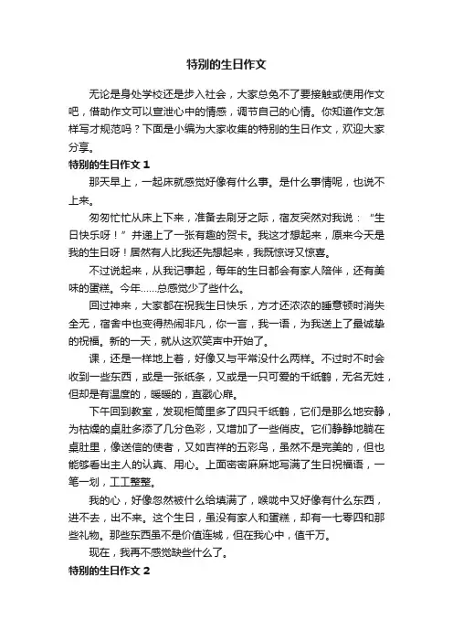特别的生日作文（10篇）
