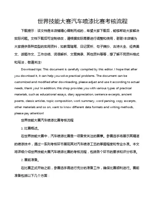 世界技能大赛汽车喷漆比赛考核流程