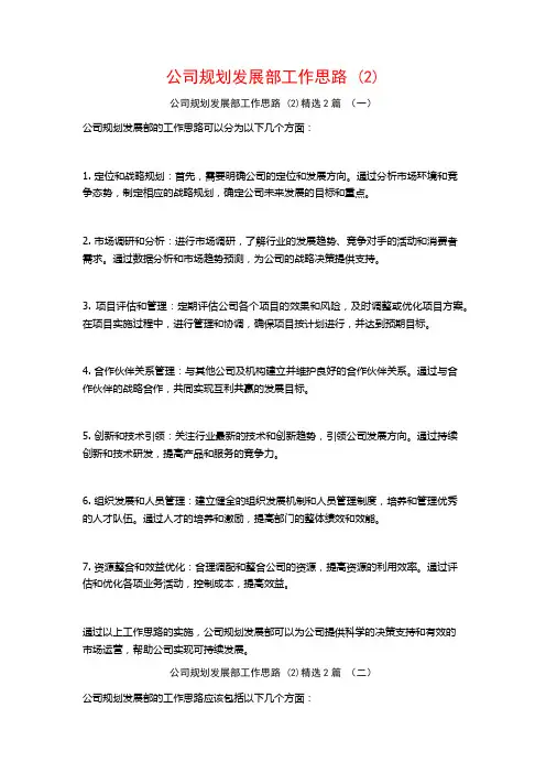 公司规划发展部工作思路2篇