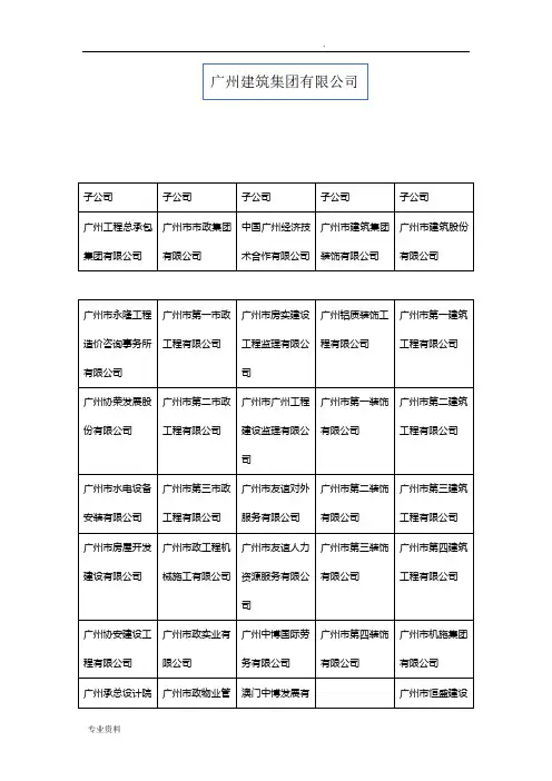 广州建筑股份有限公司组织架构