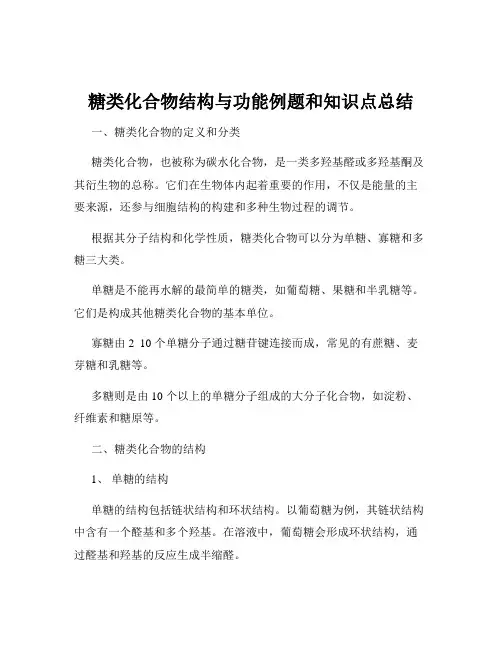 糖类化合物结构与功能例题和知识点总结