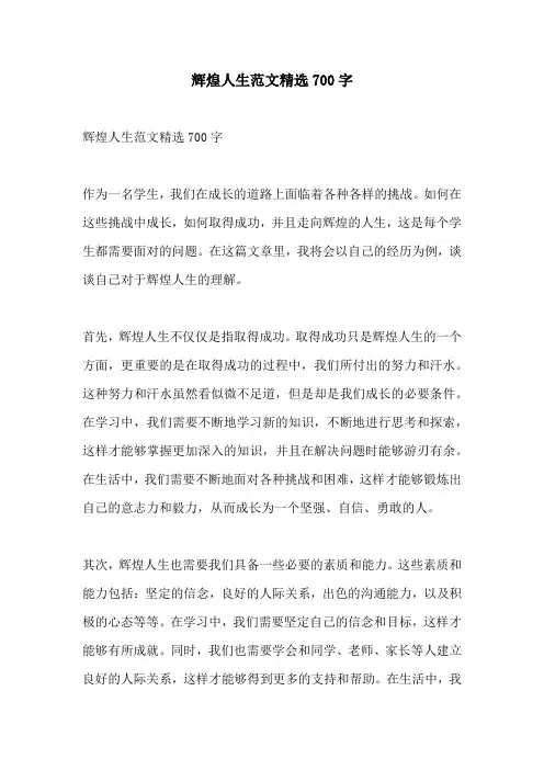 辉煌人生范文精选700字