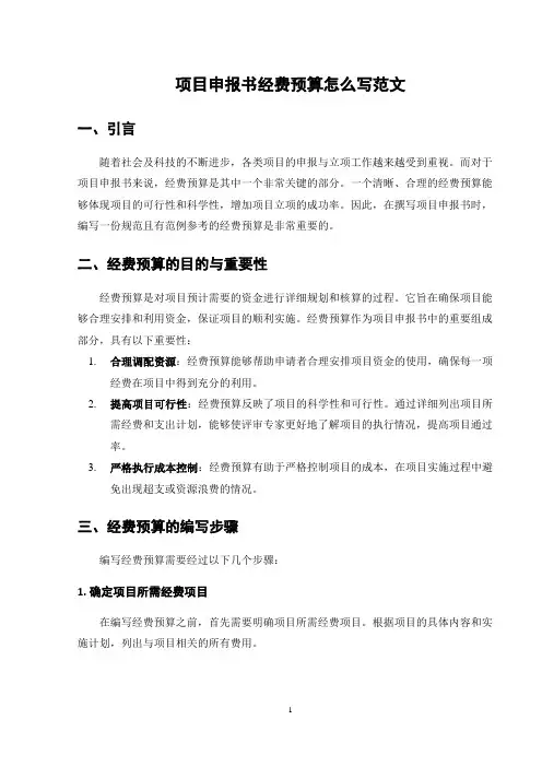 项目申报书经费预算怎么写范文