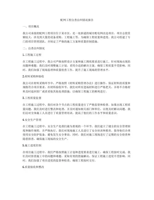 配网工程自查自纠情况报告