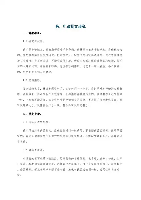 药厂申请批文流程