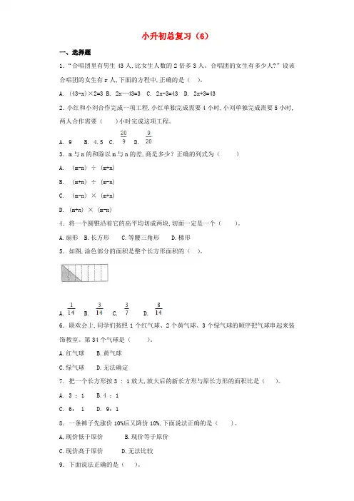 小升初数学知识专项训练总复习六含解析