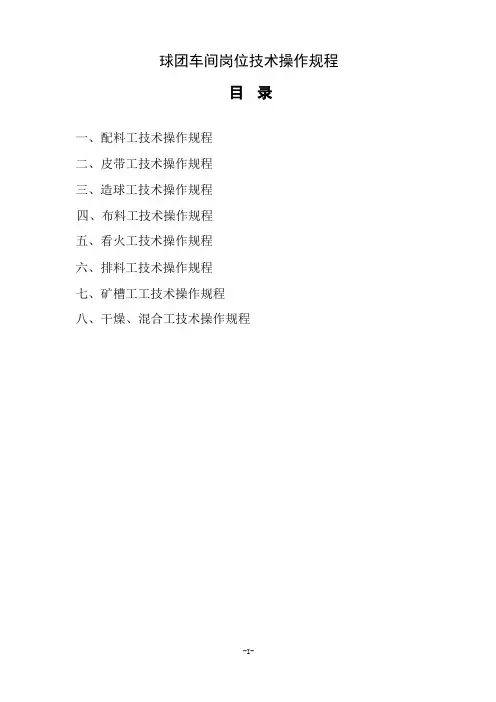 球团车间技术操作规程