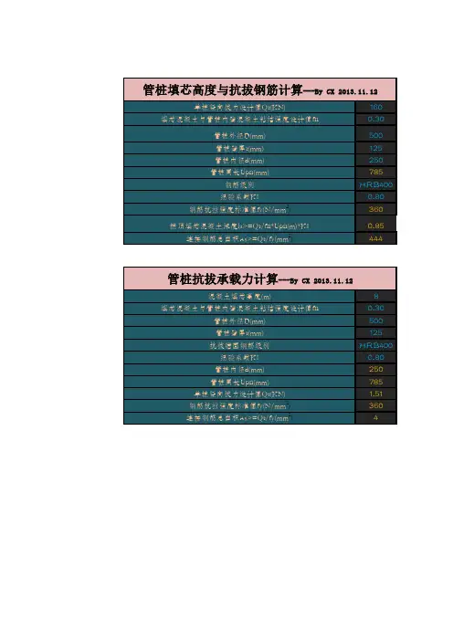 抗拔桩的填芯高度及连接钢筋面积