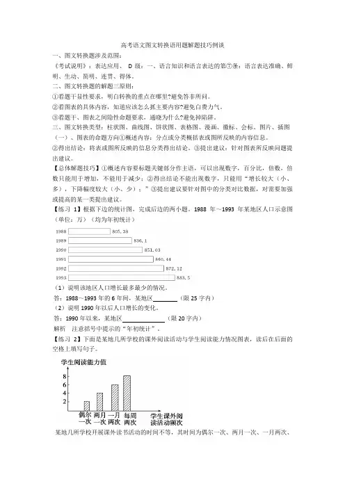 2020高考语文图文转换语用题解题技巧例谈+图文转换专项练习含答案